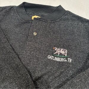 Dark Gray Gatlinburg TN Pullover Crewneck Sweatshirt W Embroidered Black Bear L